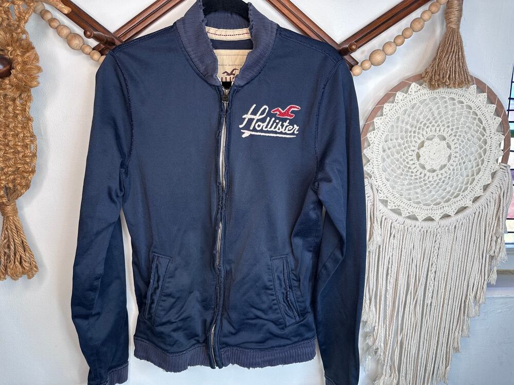 Hollister Retro Boards Navy Distressed Jacket